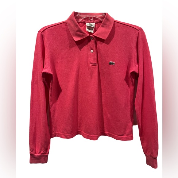 Lacoste Pink Long Sleeve‎ Cropped Polo Size 34 - Picture 1 of 4